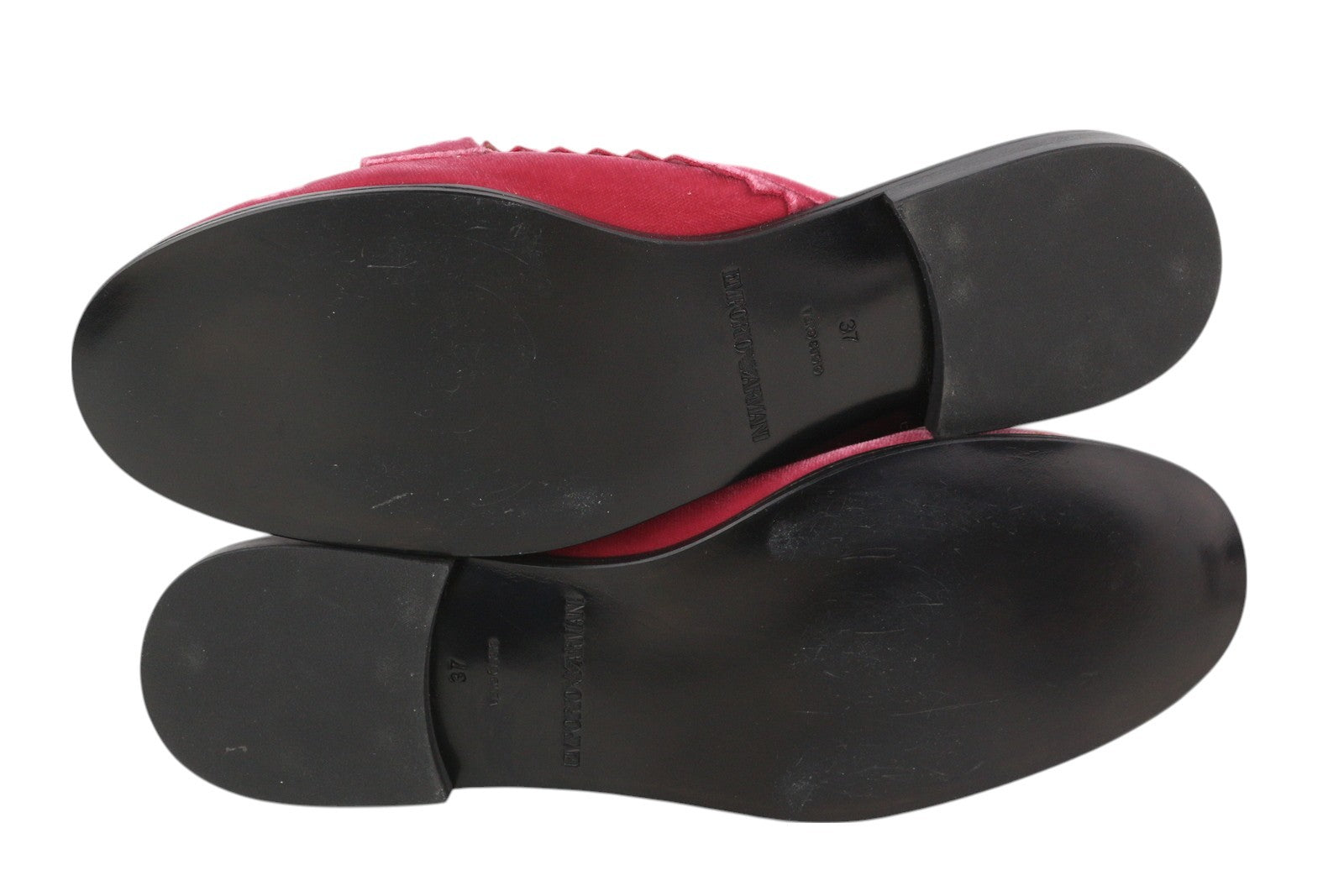 EMPORIO ARMANI X3A068 Women's Pink Velvet Mule Sandals EU37 Casual Slip On