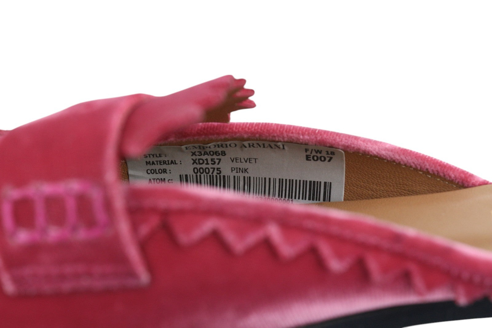 EMPORIO ARMANI X3A068 Women's Pink Velvet Mule Sandals EU37 Casual Slip On