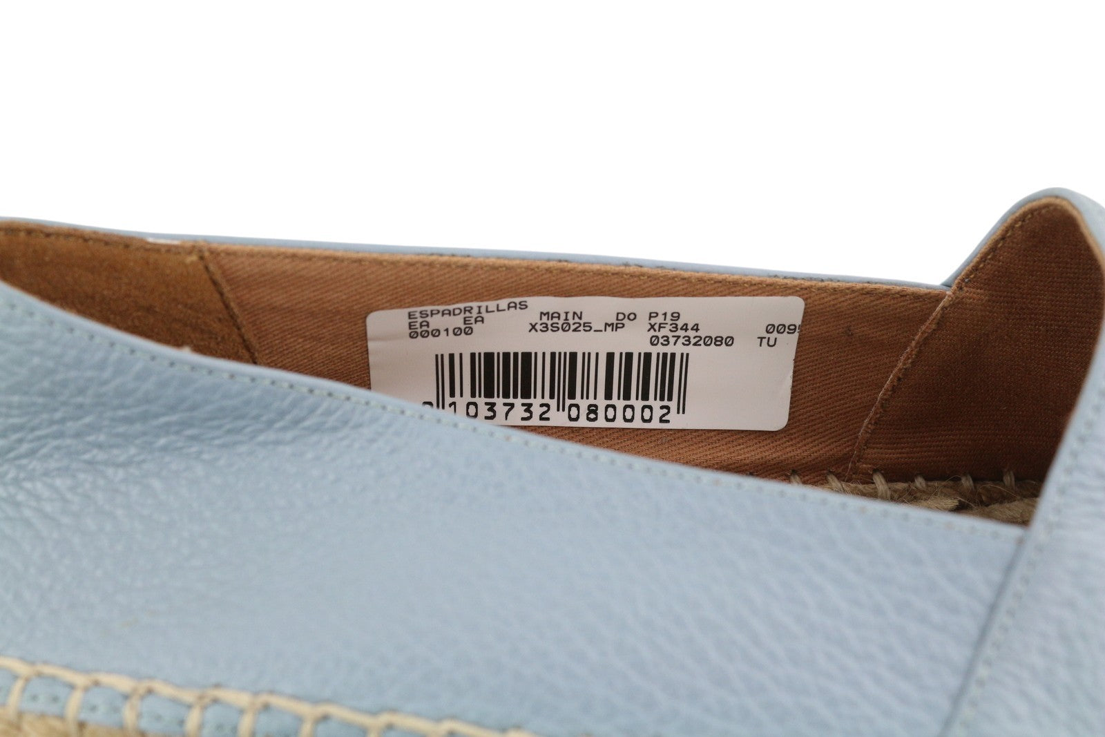 EMPORIO ARMANI X35025 Women's Light Blue Leather Espadrilles EU37 Slip On