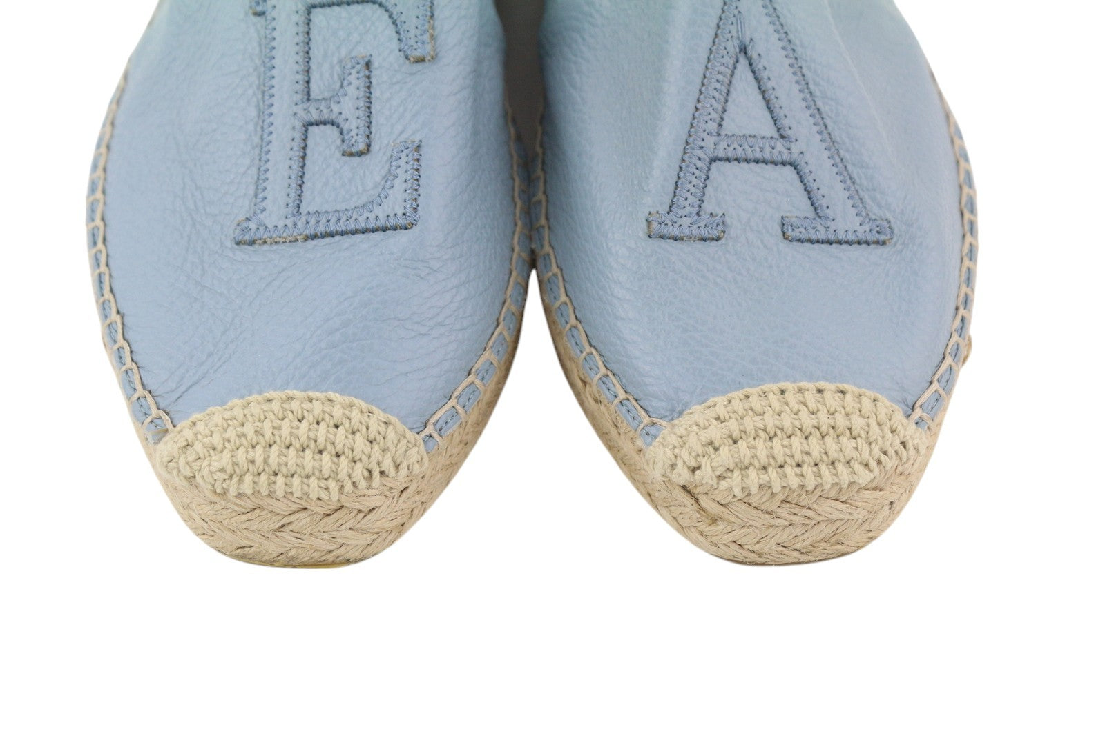 EMPORIO ARMANI X35025 Women's Light Blue Leather Espadrilles EU37 Slip On