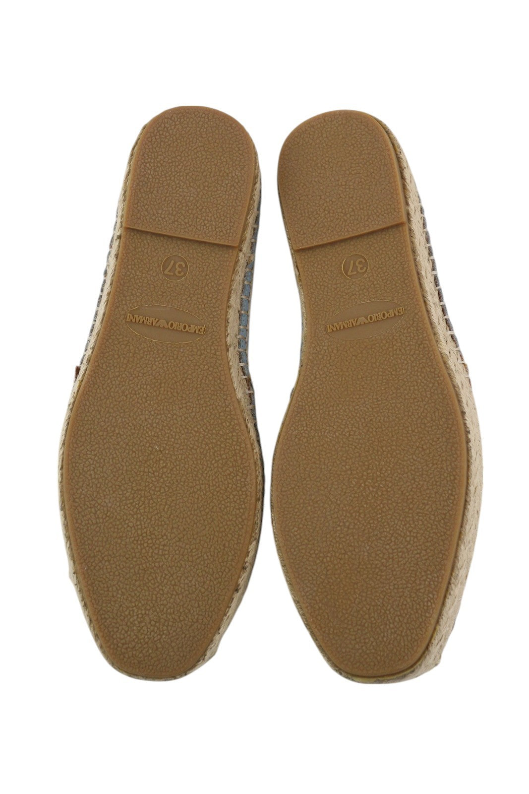 EMPORIO ARMANI X35025 Women's Light Blue Leather Espadrilles EU37 Slip On