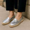 Grey Leather Flats