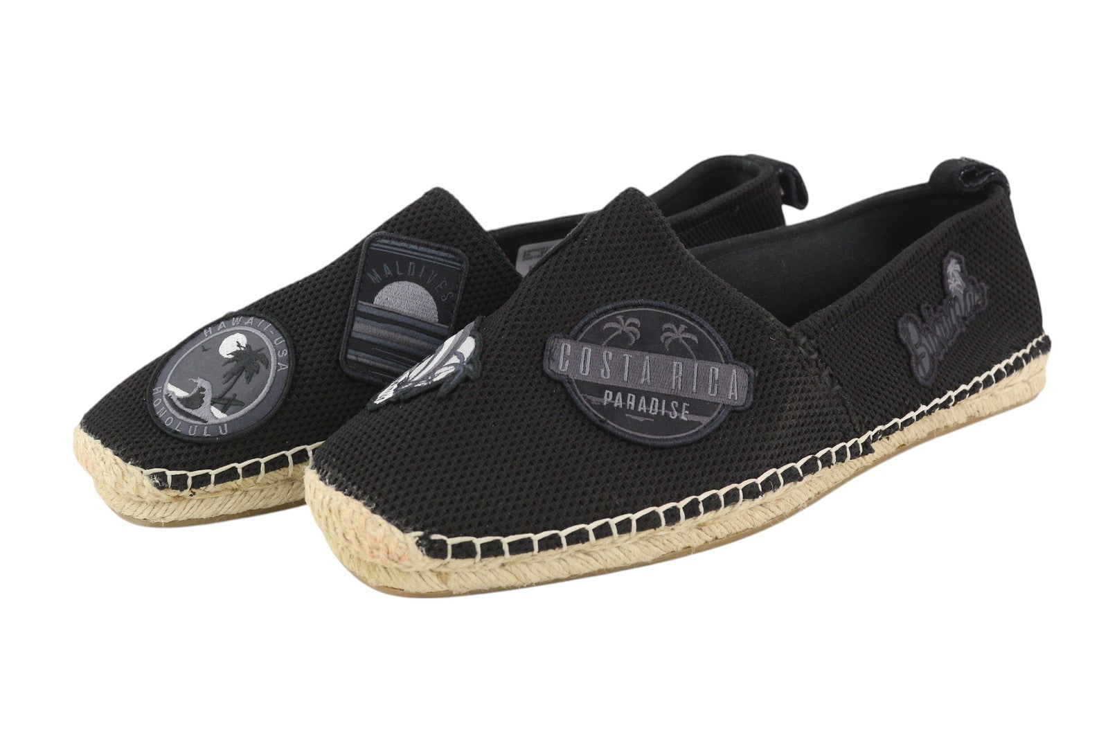 EMPORIO ARMANI X4S023 Men's Black Espadrilles EU43 Slip On Patch Detail
