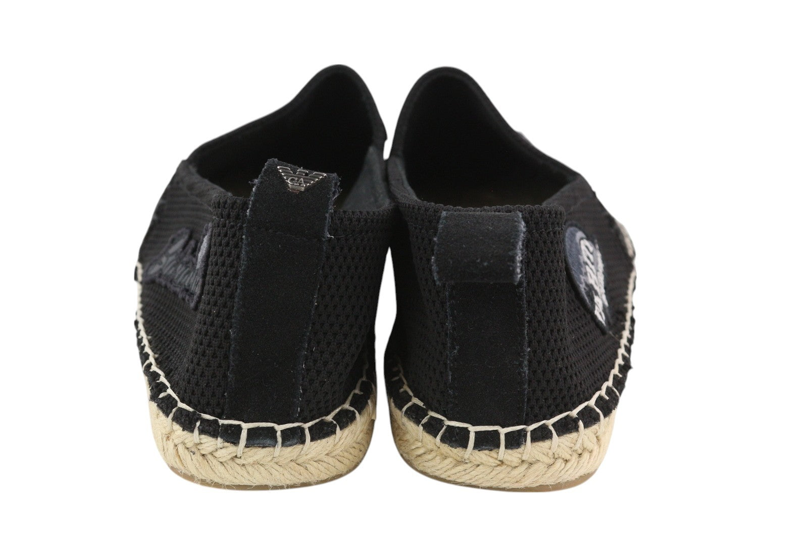 EMPORIO ARMANI X4S023 Men's Black Espadrilles EU43 Slip On Patch Detail