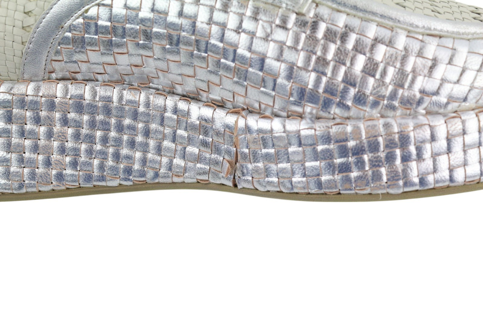 EMPORIO ARMANI X3C140 Women's Silver Braided Platform Shoes EU37 Lace Up