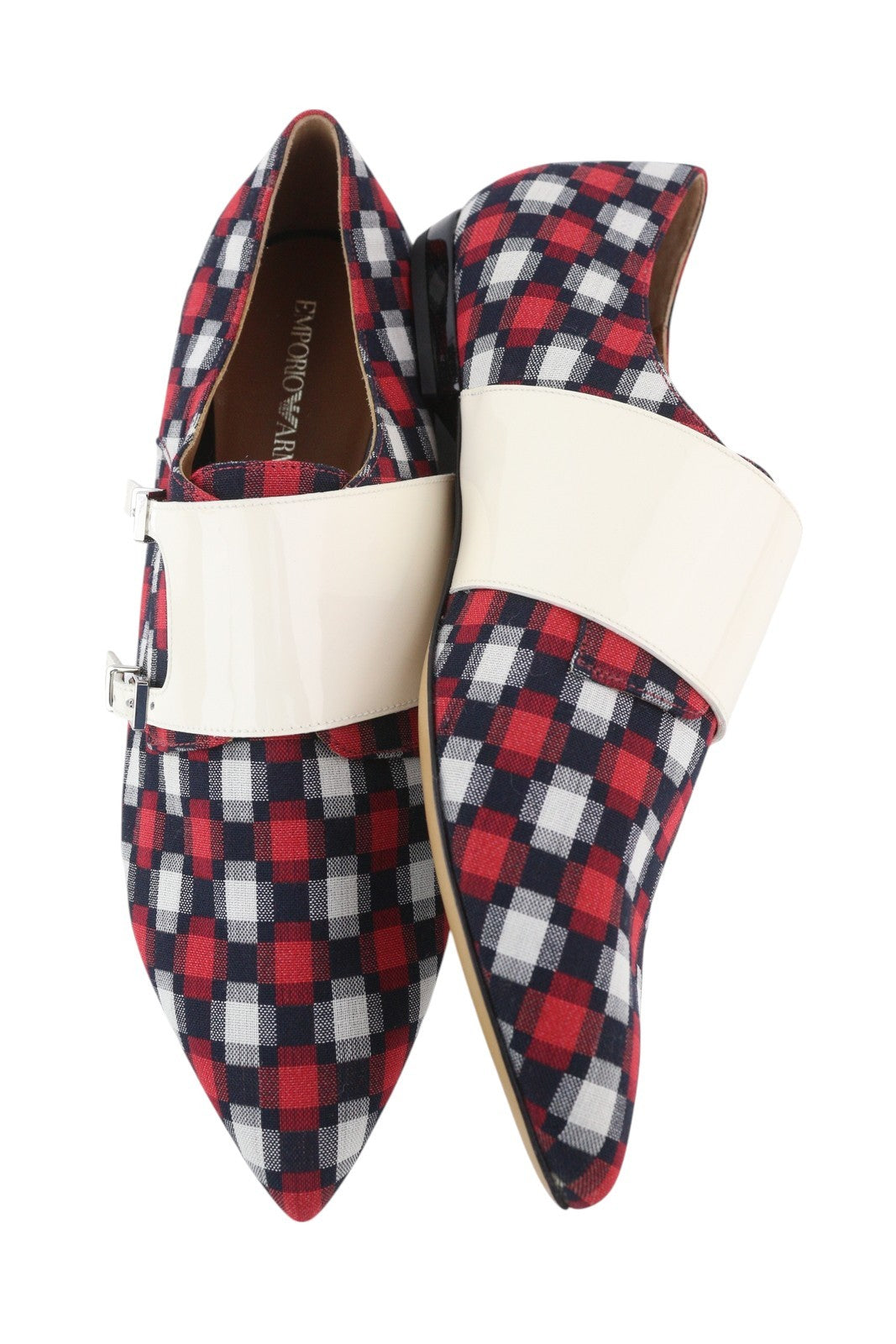 EMPORIO ARMANI X3L037 Women's Plaid Double Monk Shoes EU37 Multicolour