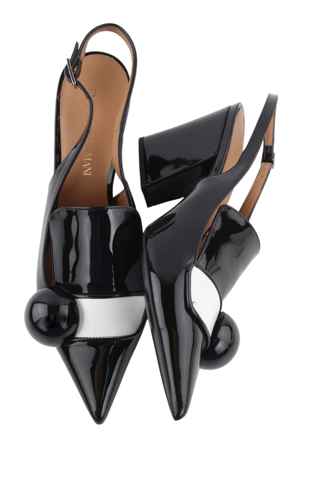 EMPORIO ARMANI X3F134 Women's Black Patent Heels EU37 Buckle Pointed Toe