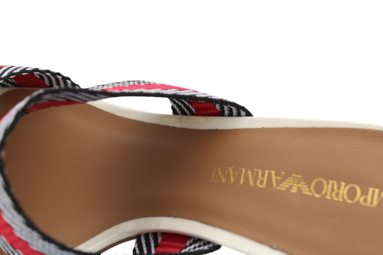 EMPORIO ARMANI X3P682 Women's Colourful Block Heel Sandals EU37 Shiny Slip