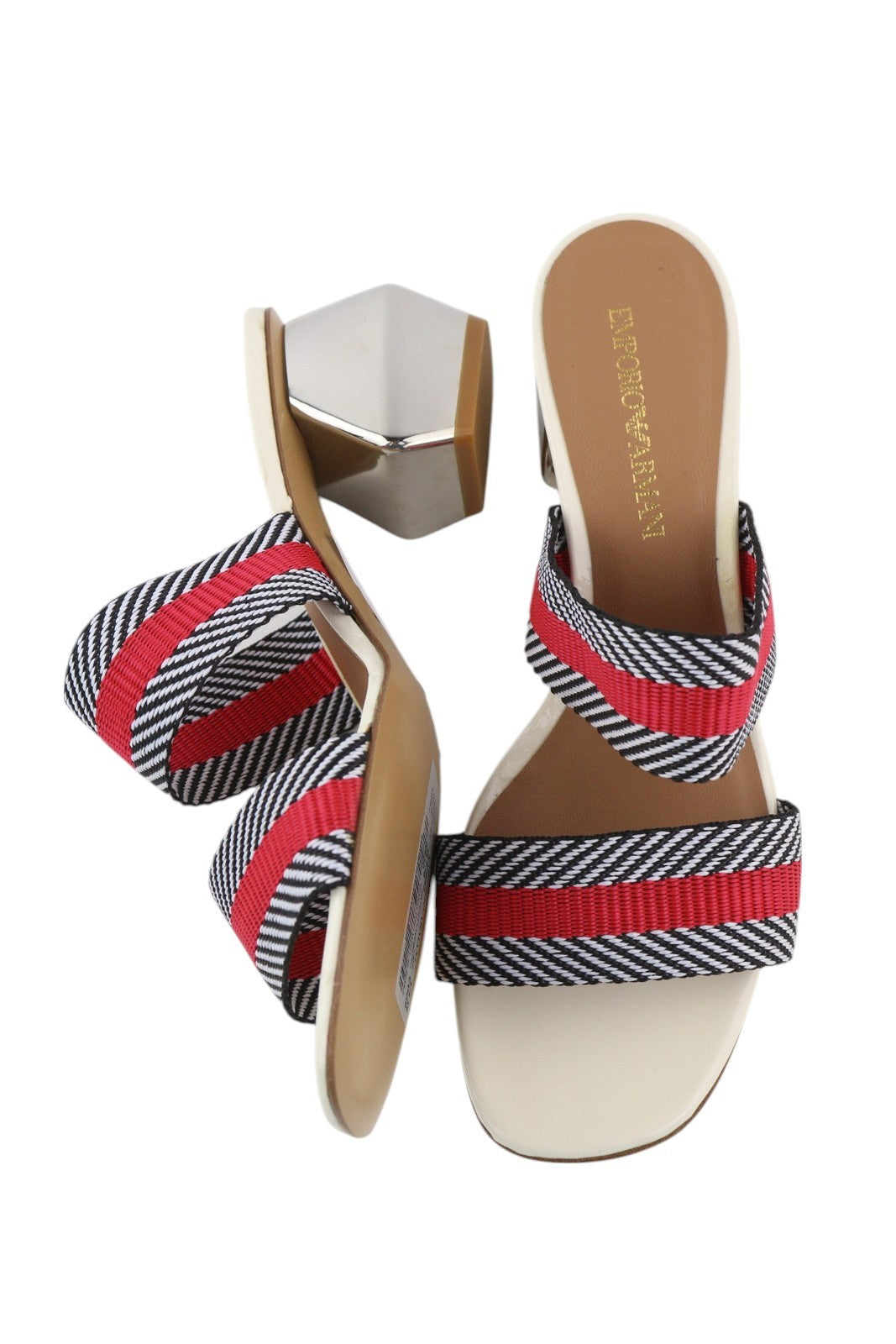 EMPORIO ARMANI X3P682 Women's Colourful Block Heel Sandals EU37 Shiny Slip