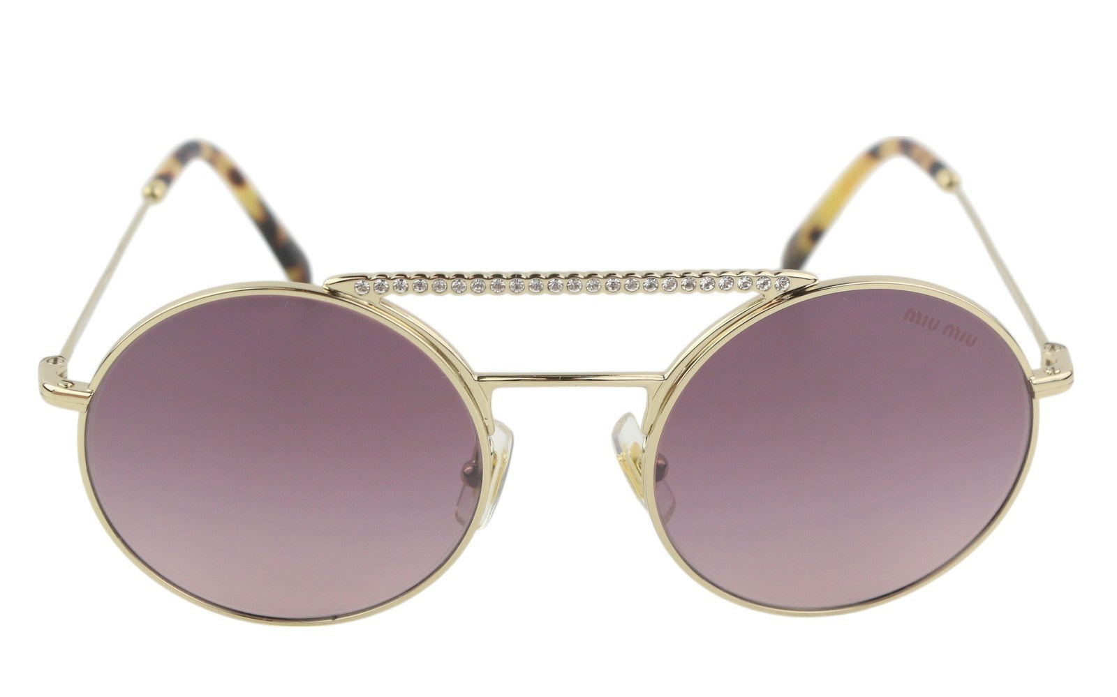 MIU MIU 52V Women's Oval Animal Print Sunglasses OS Rhinestone Frame