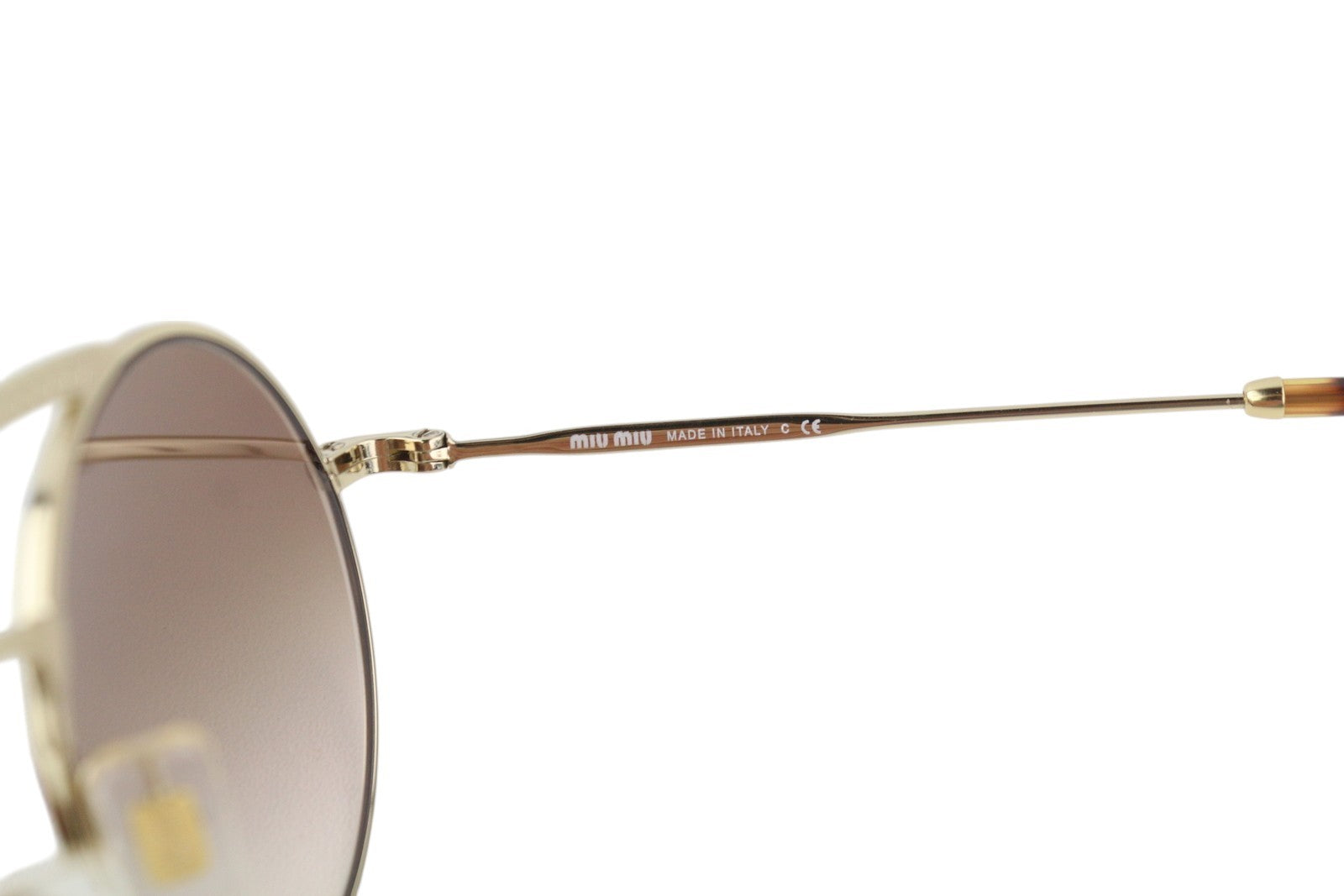 MIU MIU 52V Women's Gold Tone Oval Sunglasses OS Rhinestone Detail