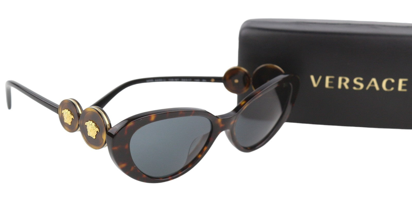 VERSACE 4433 Women's Brown Animal Print Cat Eye Sunglasses OS Tinted