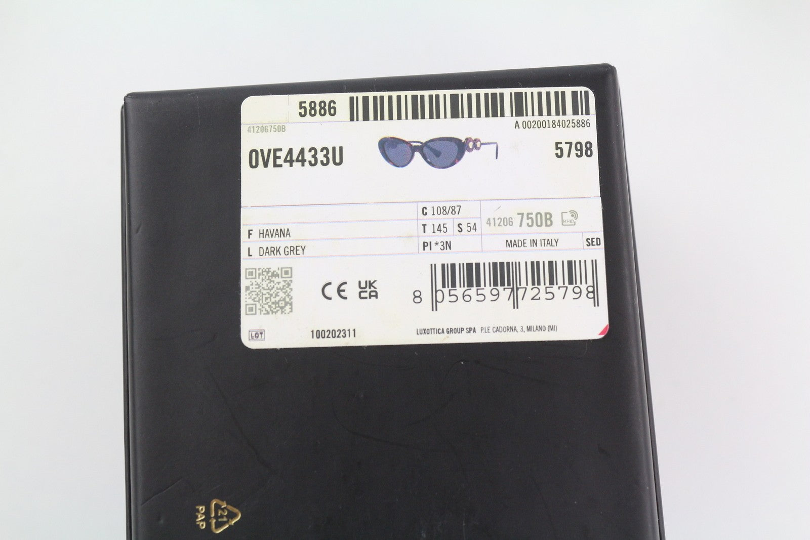 VERSACE 4433 Women's Brown Animal Print Cat Eye Sunglasses OS Tinted