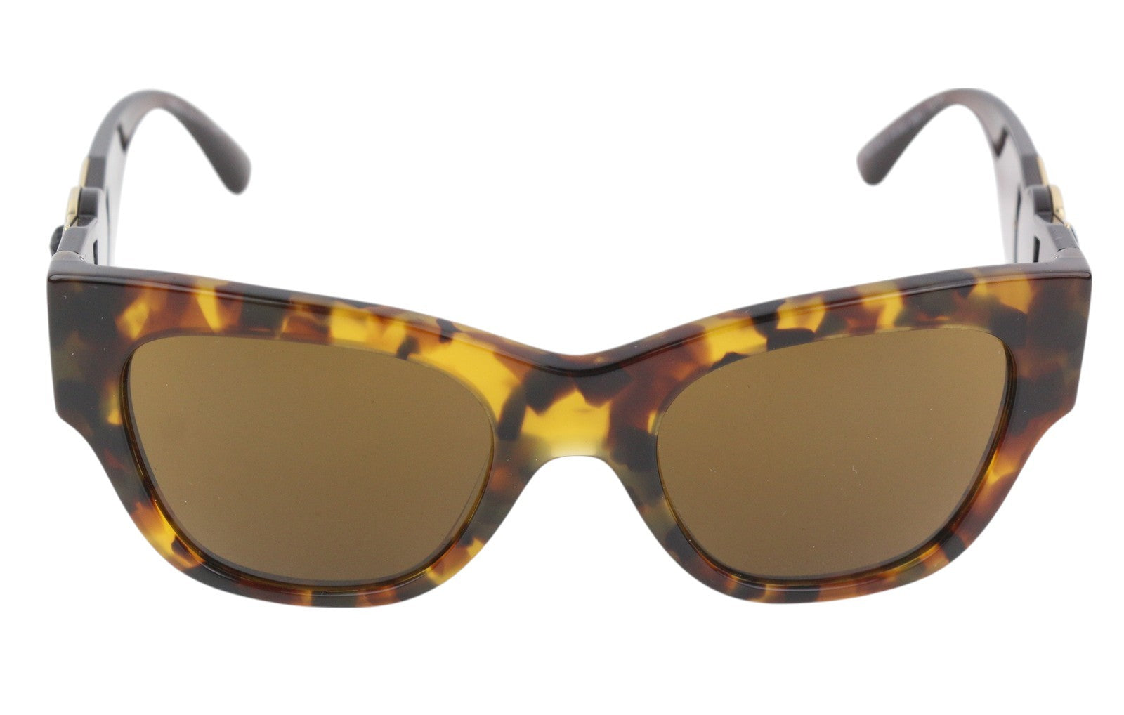VERSACE 4415 Women's Brown Animal Print Cat Eye Sunglasses OS Gold Detail
