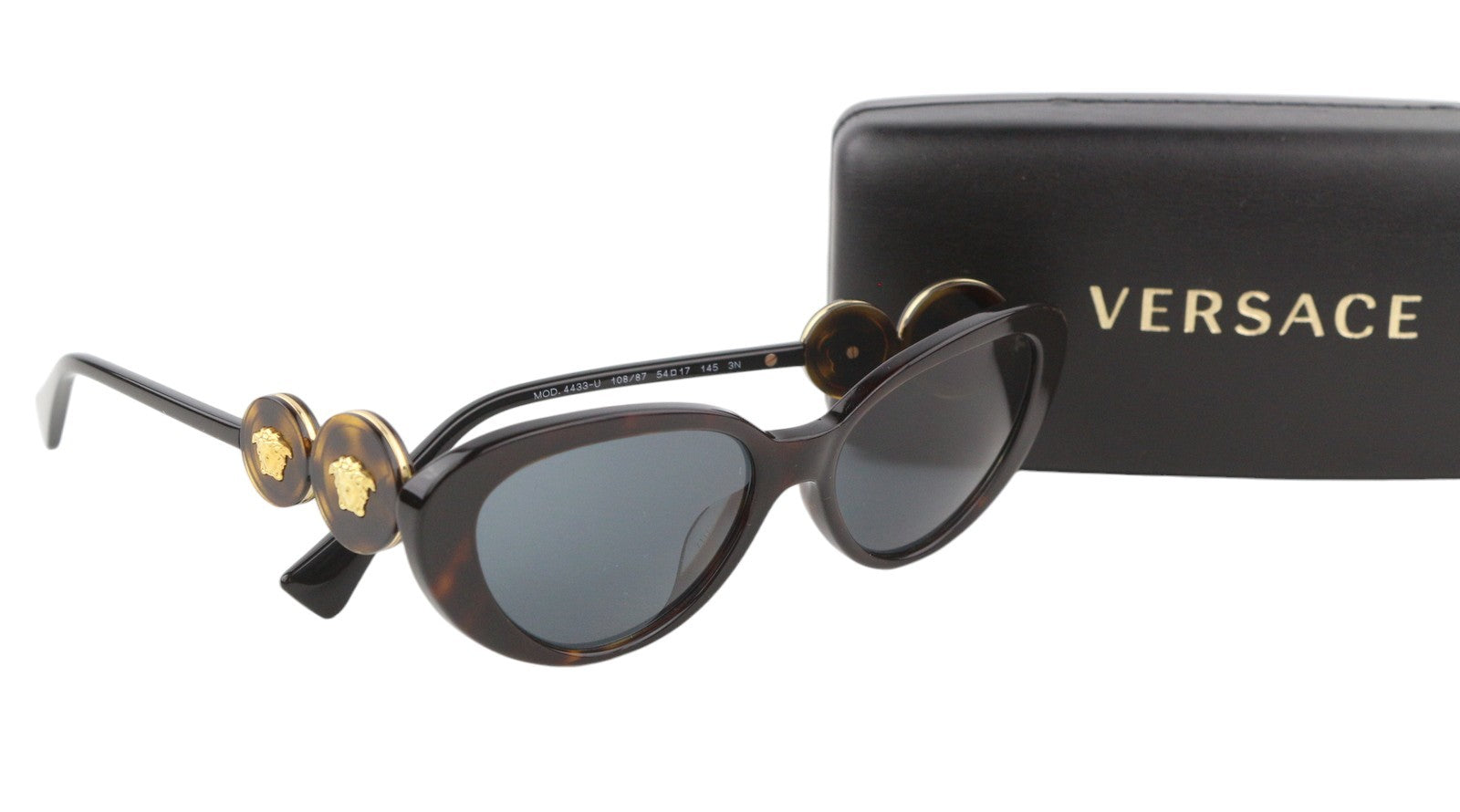 VERSACE 4433 Women's Dark Brown Cat Eye Sunglasses OS Animal Print