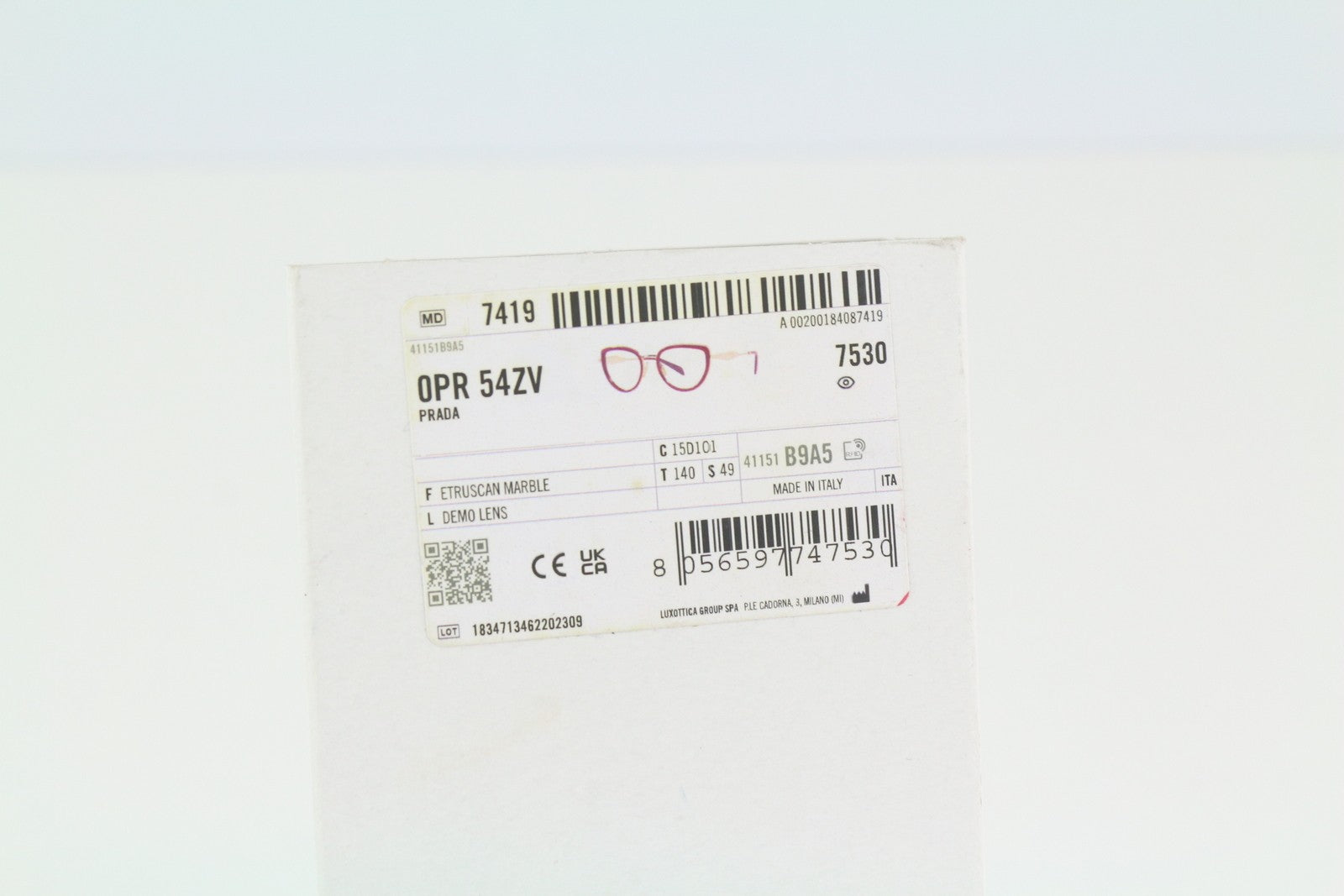 PRADA 0PR54ZV Women's Red Marble Eyeglasses OS Gold Tone Frame