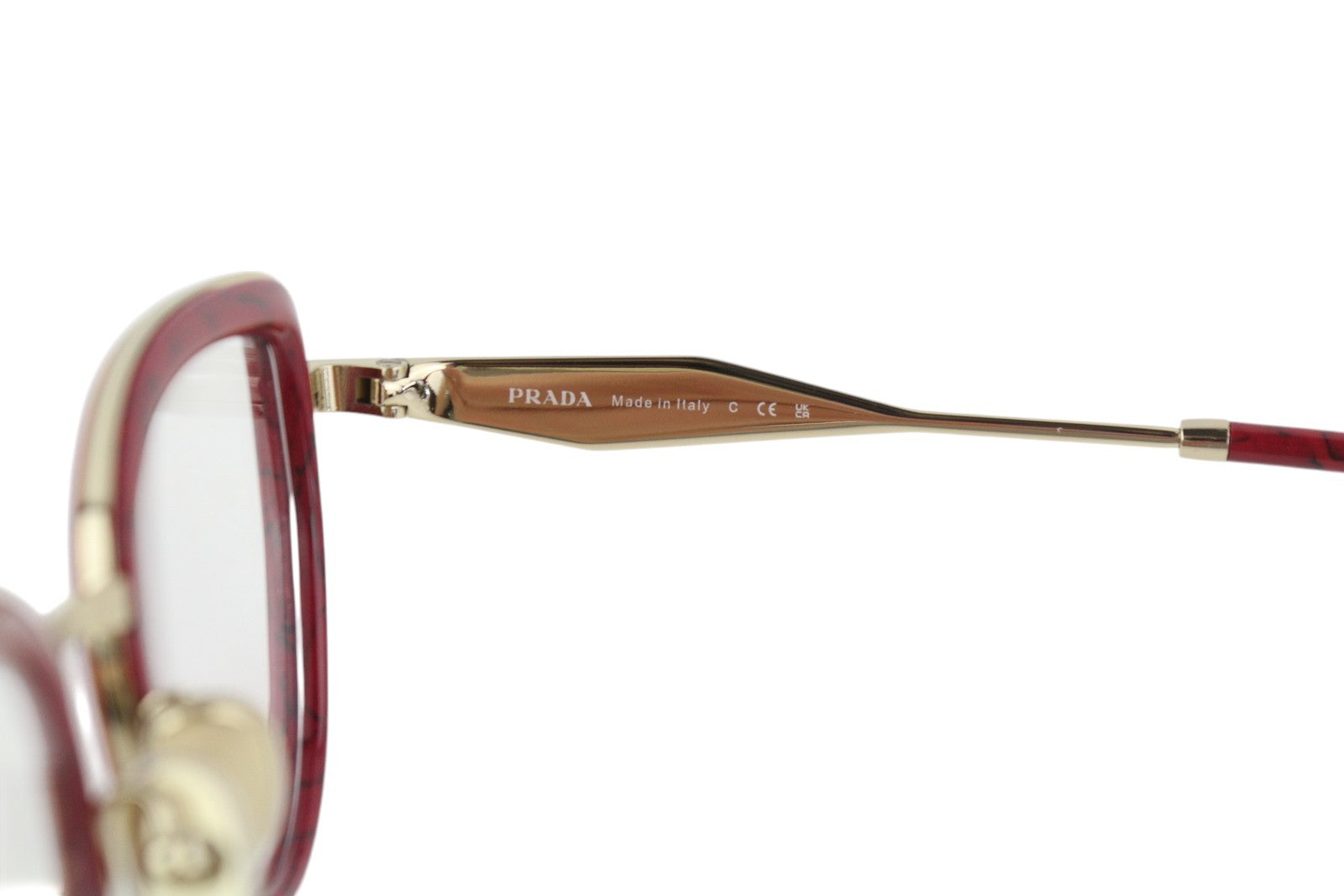 PRADA 0PR54ZV Women's Red Marble Eyeglasses OS Gold Tone Frame