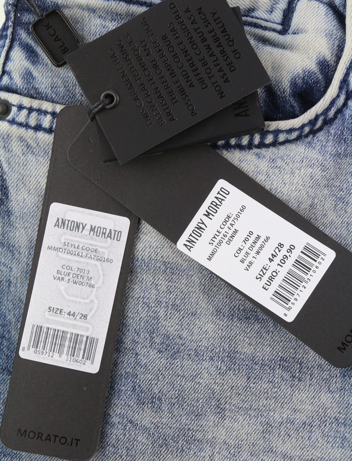 ANTONY MORATO Racer Men's Jeans W28 Washed Blue Super Skinny Stretch