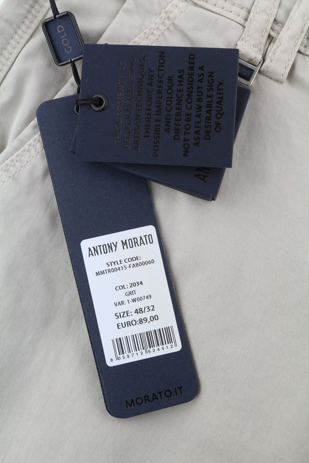 ANTONY MORATO Prince Men's Beige Chino Pants W32 Loose Fit Button Fly