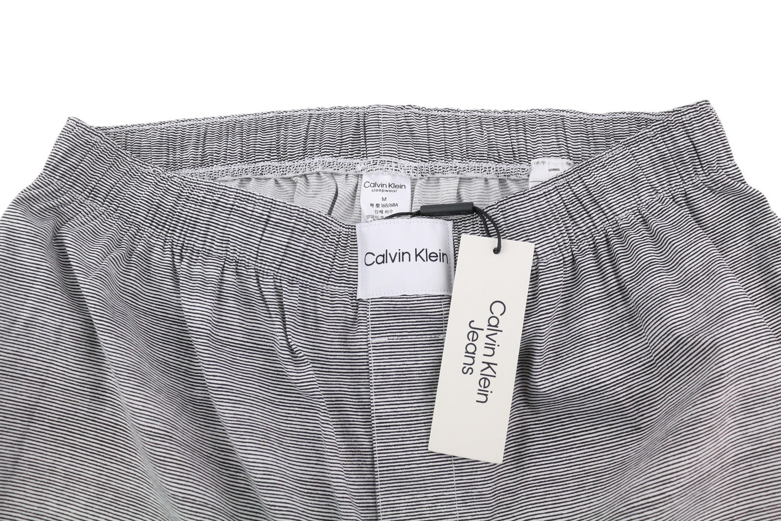 CALVIN KLEIN Men's White Striped Lounge Trousers M Elastic Waist