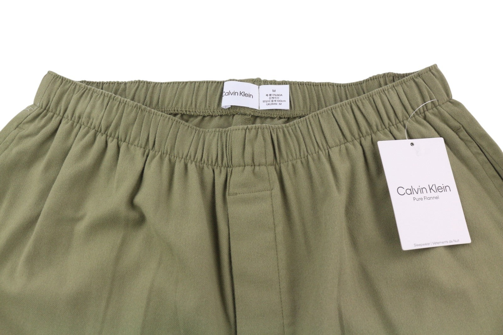 CALVIN KLEIN Men's Green Flannel Lounge Pants M Elastic Waist Regular