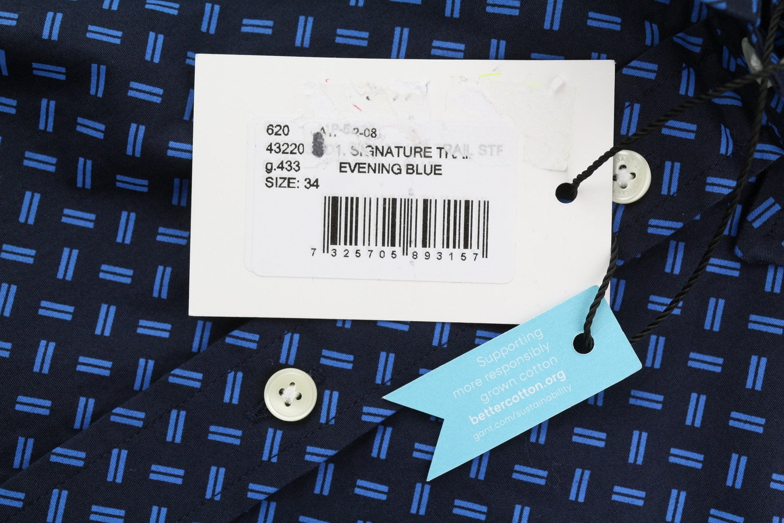 GANT Women's Dark Blue Pattern Shirt EU34 Button Up Spread Collar