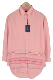 GANT Slub Stripe Women's Long Shirt EU36 Purple Spread Collar