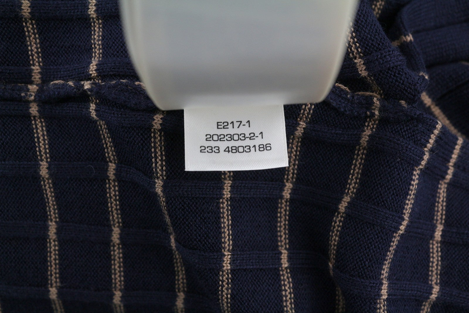 GANT Stripe Rib Knit Women's Jumper S Dark Blue Merino Silk Blend