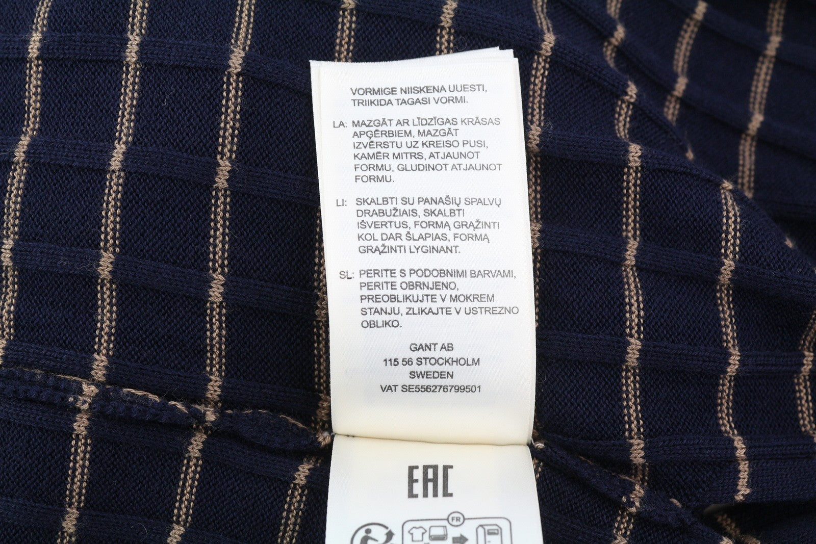 GANT Stripe Rib Knit Women's Jumper XS Blue Merino Silk Blend