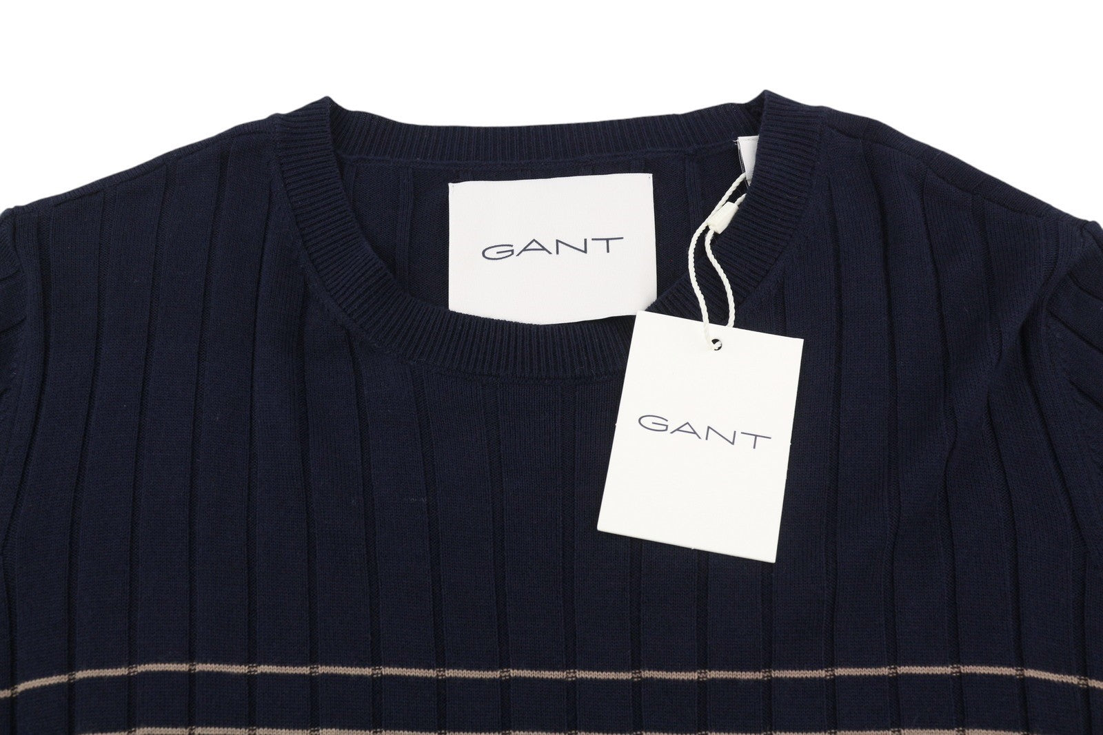 GANT Stripe Rib Knit Women's Jumper XS Blue Merino Silk Blend