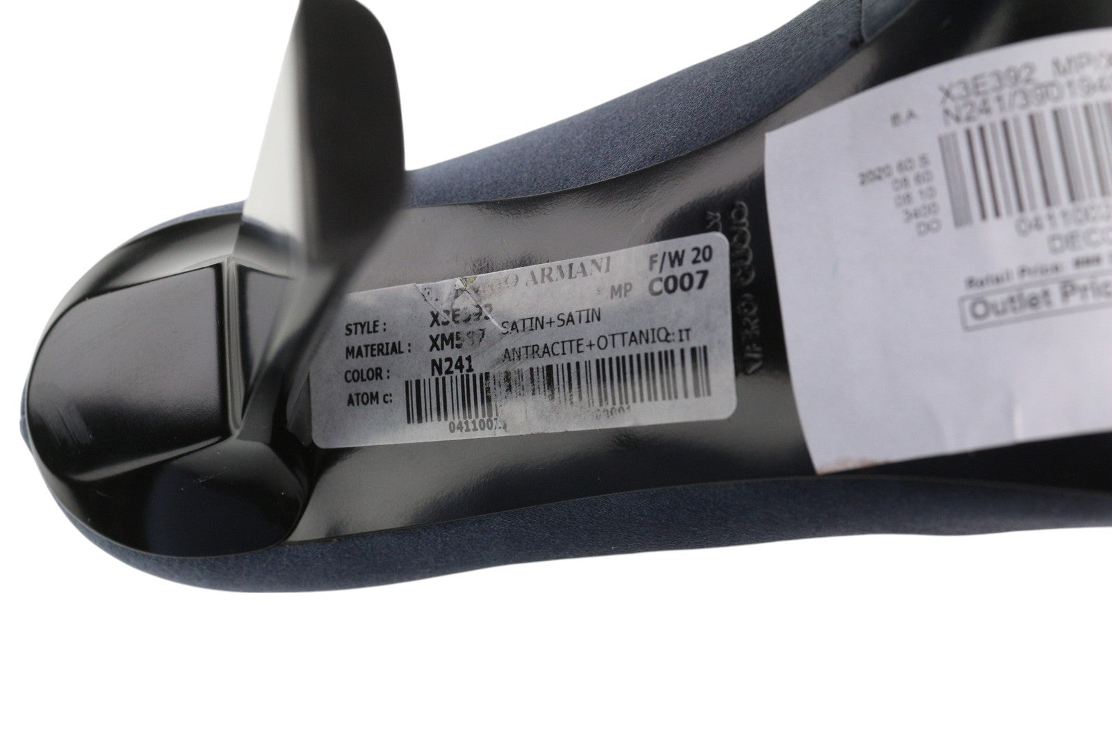 EMPORIO ARMANI X3E392 Women's Dark Blue Heels EU37 Pointed Toe Buckle