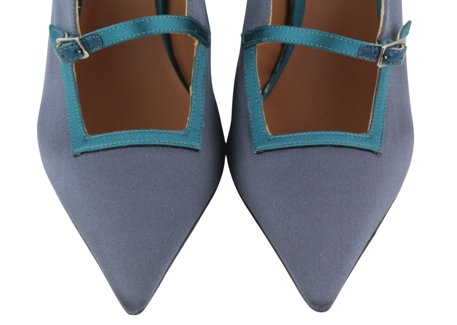 EMPORIO ARMANI X3E392 Women's Dark Blue Heels EU37 Pointed Toe Buckle