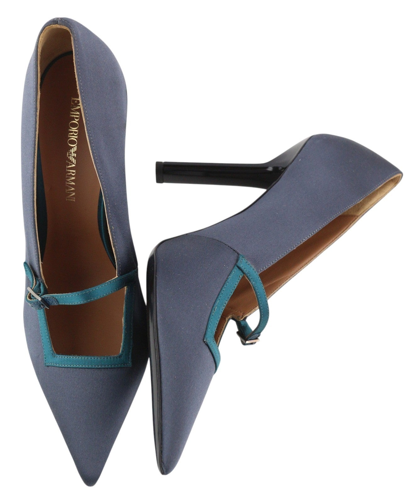 EMPORIO ARMANI X3E392 Women's Dark Blue Heels EU37 Pointed Toe Buckle