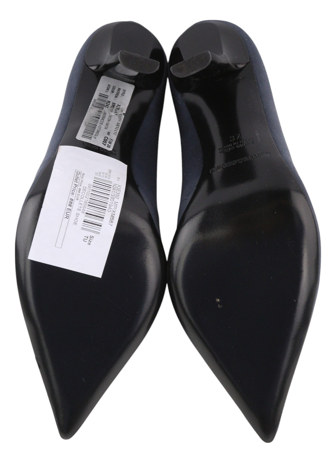 EMPORIO ARMANI X3E392 Women's Dark Blue Heels EU37 Pointed Toe Buckle