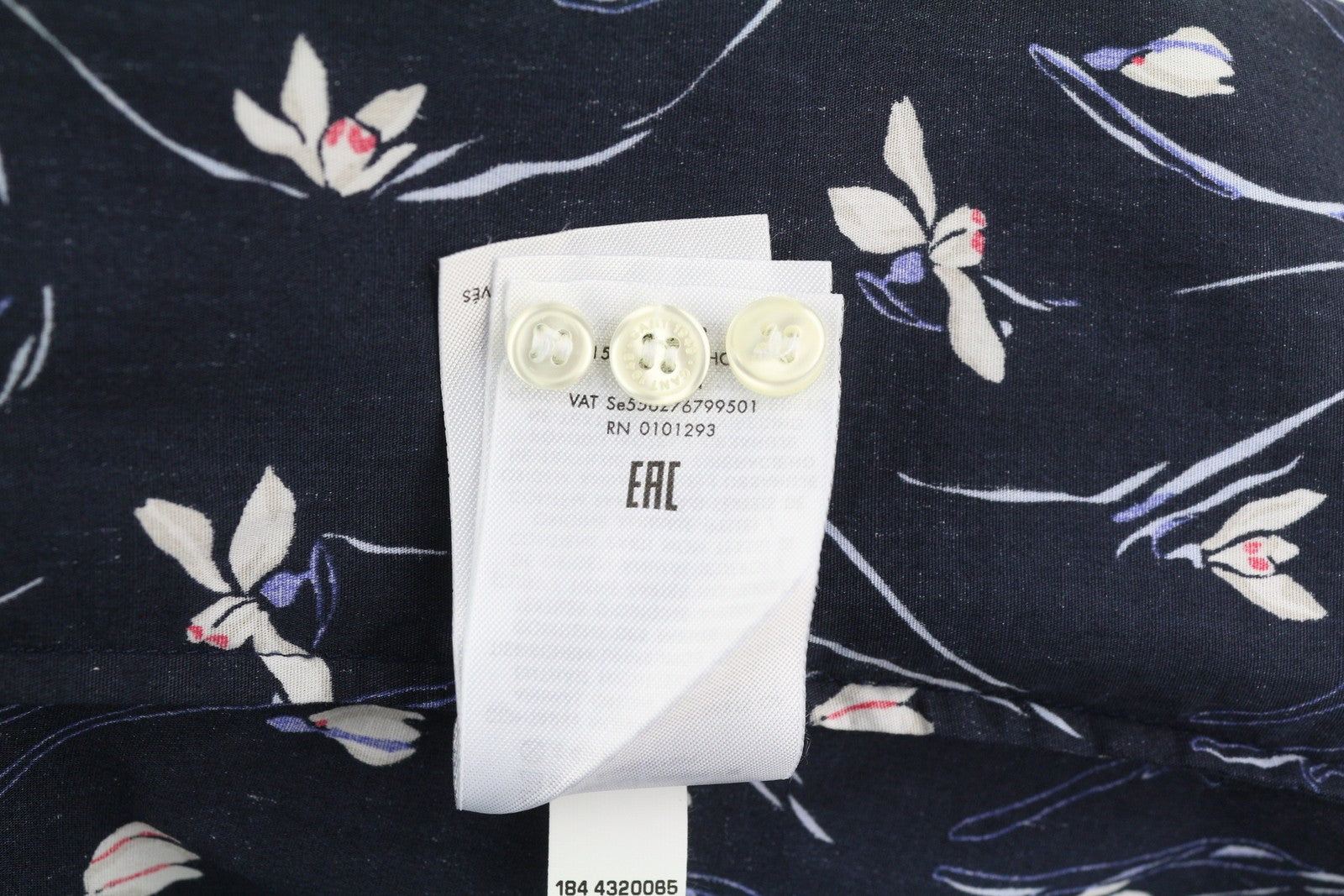 GANT Women's Dark Blue Floral Shirt EU34 Button-Up Spread Collar