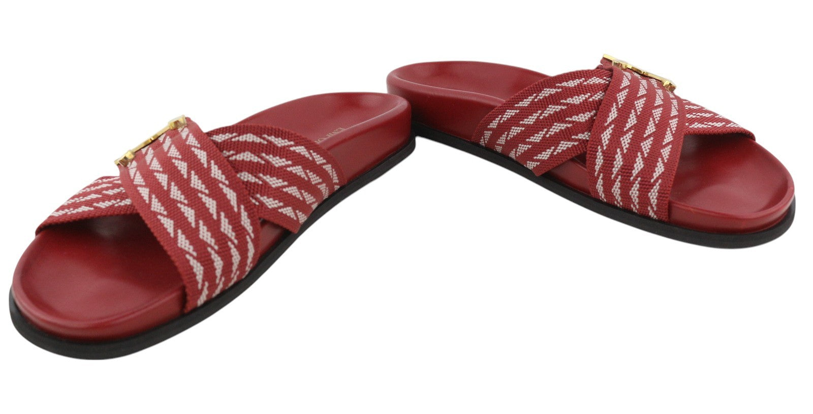 EMPORIO ARMANI X3U062 Women's Burgundy Pattern Flats EU37 Slip-On Sandals RRP215