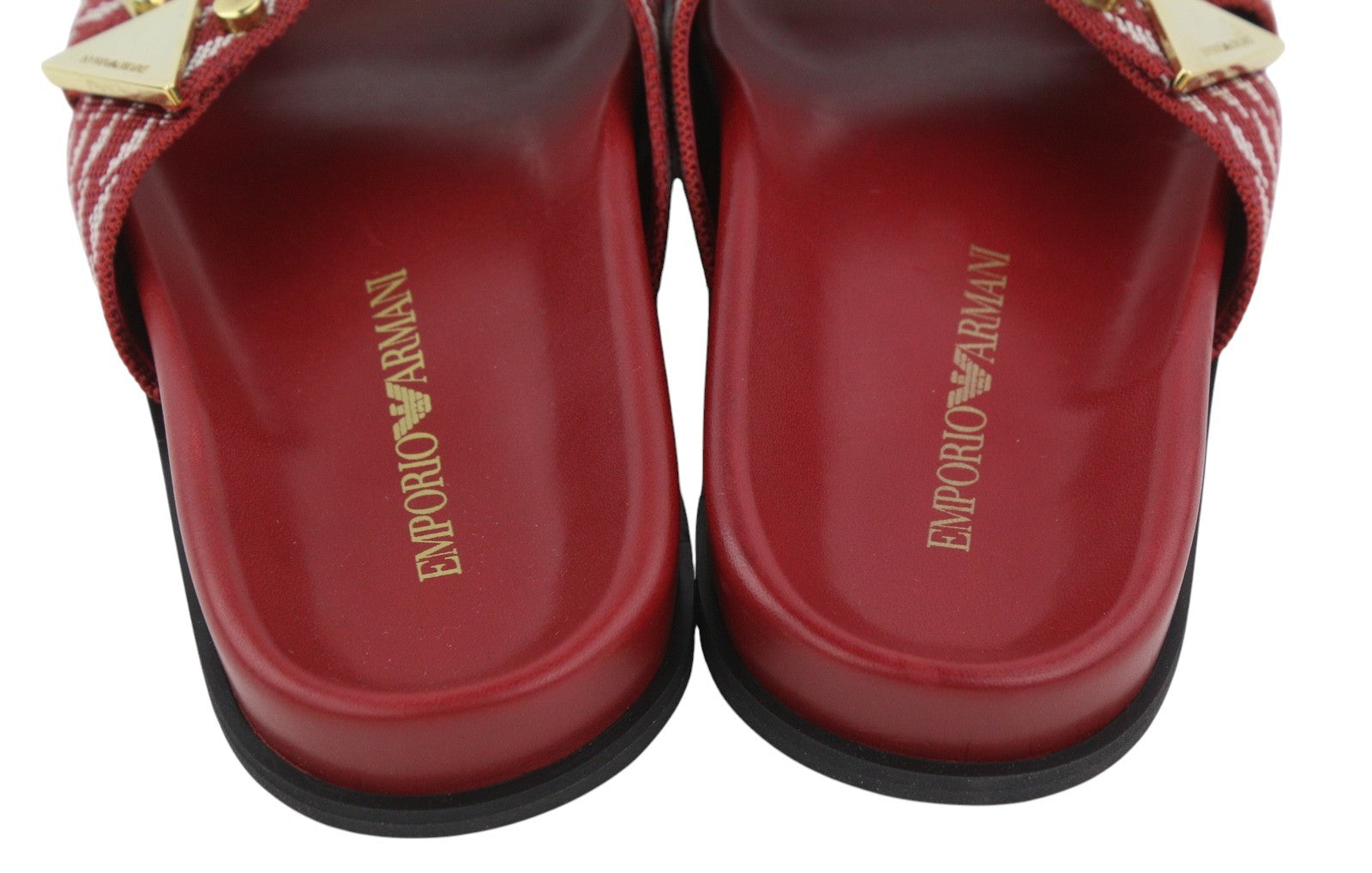EMPORIO ARMANI X3U062 Women's Burgundy Pattern Flats EU37 Slip-On Sandals RRP215
