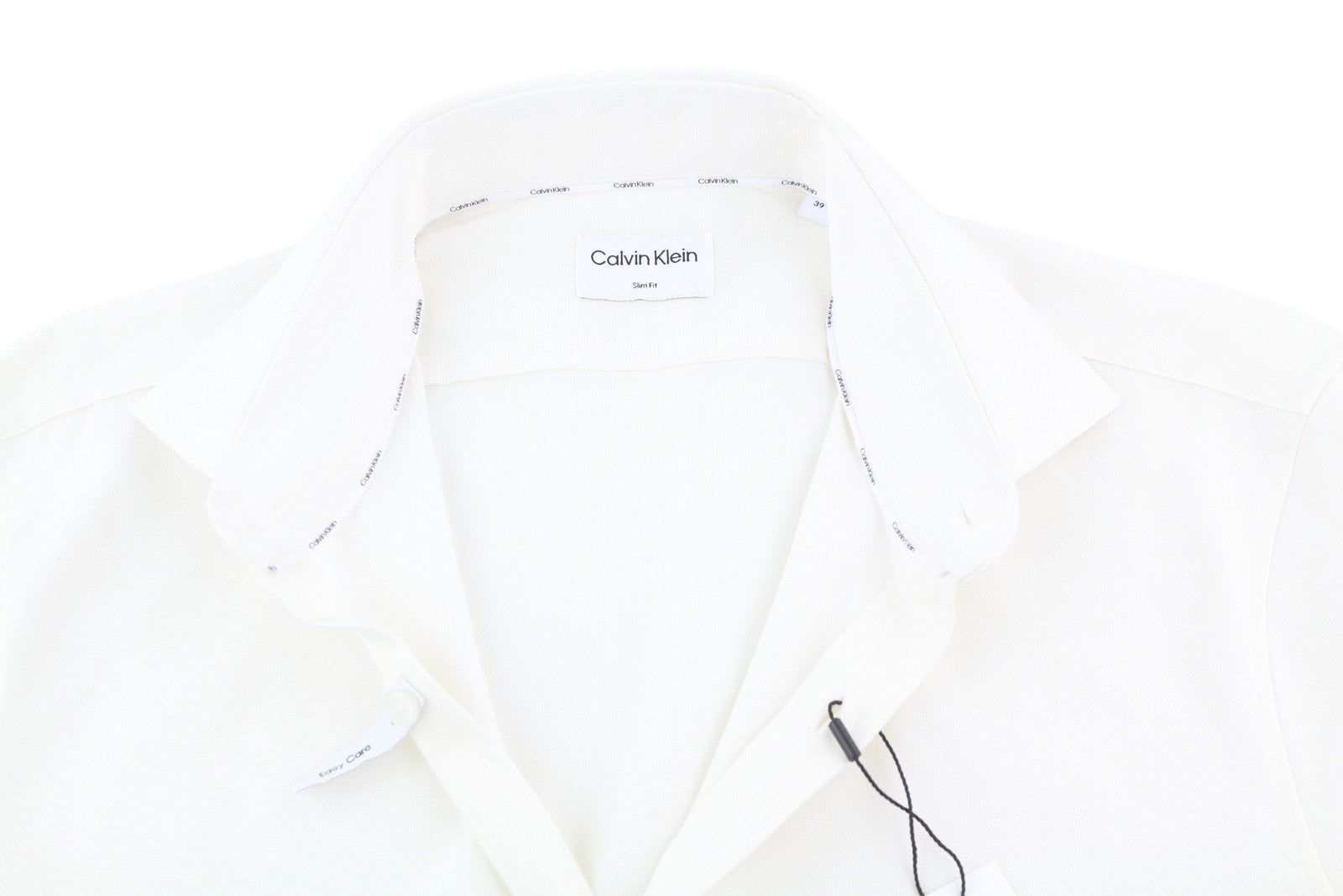 CALVIN KLEIN Men's Slim White Dress Shirt M Structured Cotton Spread Collar