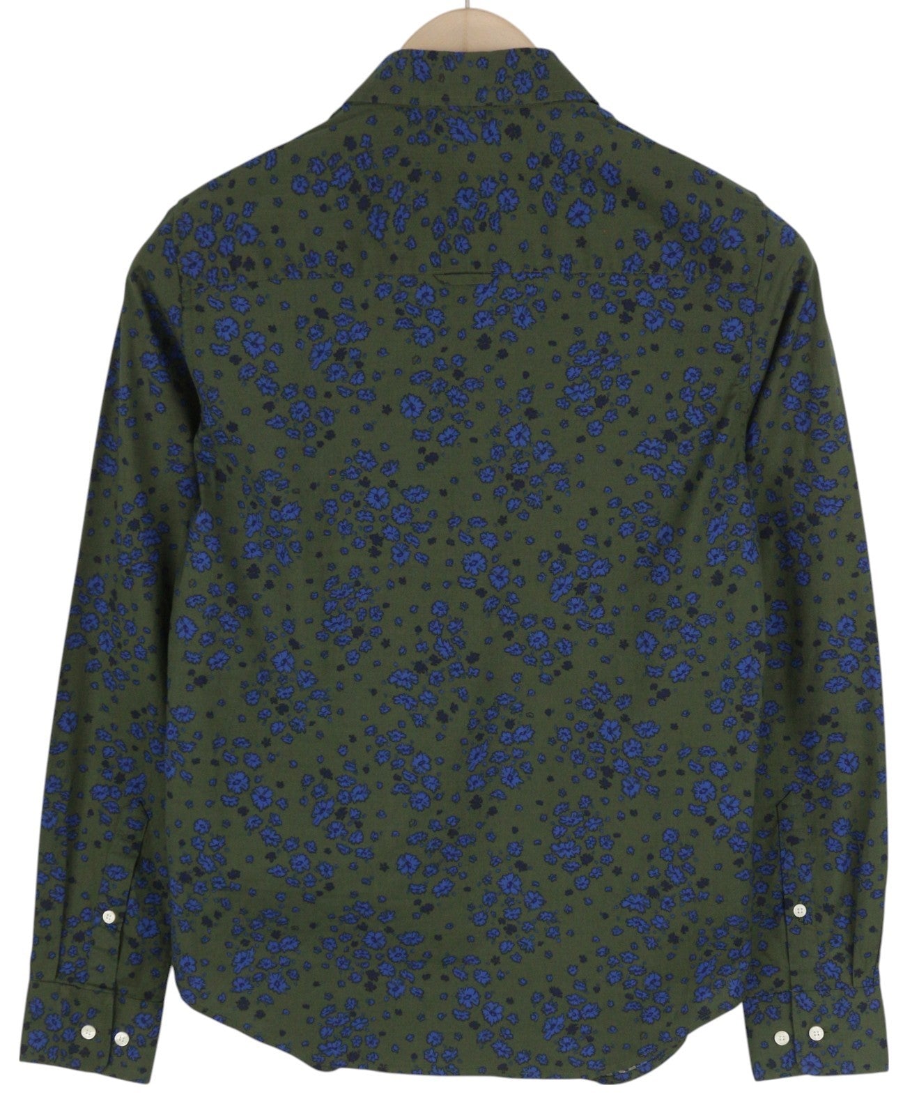 GANT Women's Green Khaki Floral Stretch Shirt EU34 Button Front Spread Neck