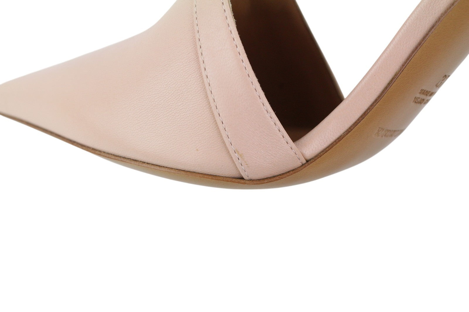 EMPORIO ARMANI Women's Pink Leather Heels EU37 Pointed Toe Strappy Buckle