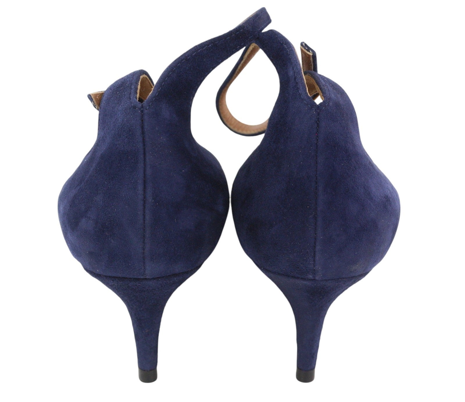 EMPORIO ARMANI Women's Blue Suede Heels EU37 Pointed Toe Buckle Fastening