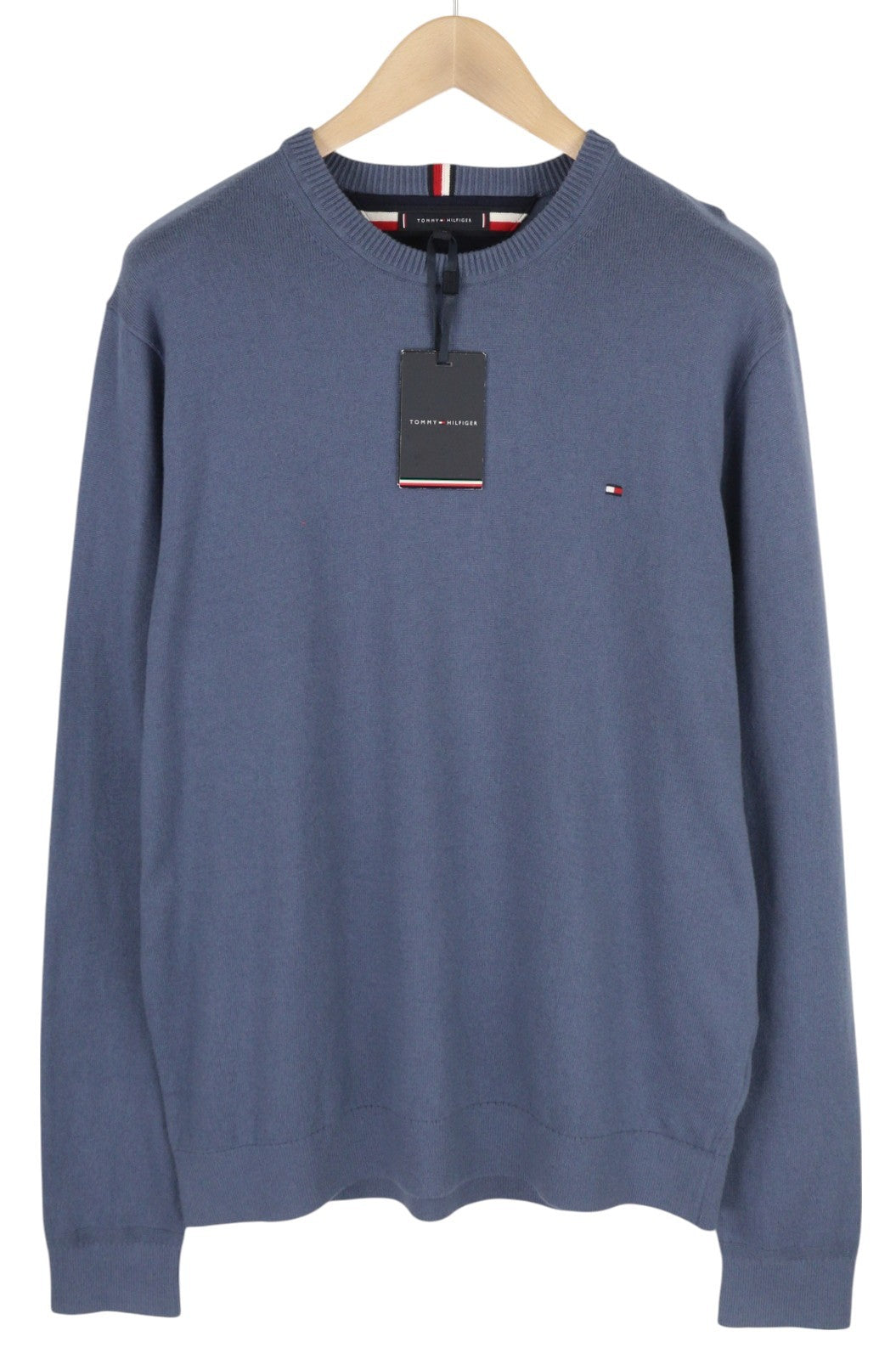 TOMMY HILFIGER Men's Blue Knit Jumper 2XL Cashmere Blend V-Neck Pullover