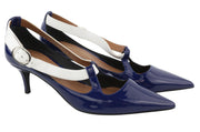 EMPORIO ARMANI X3E397 Women's Blue Patent Heels EU37 Pointed Toe Buckle
