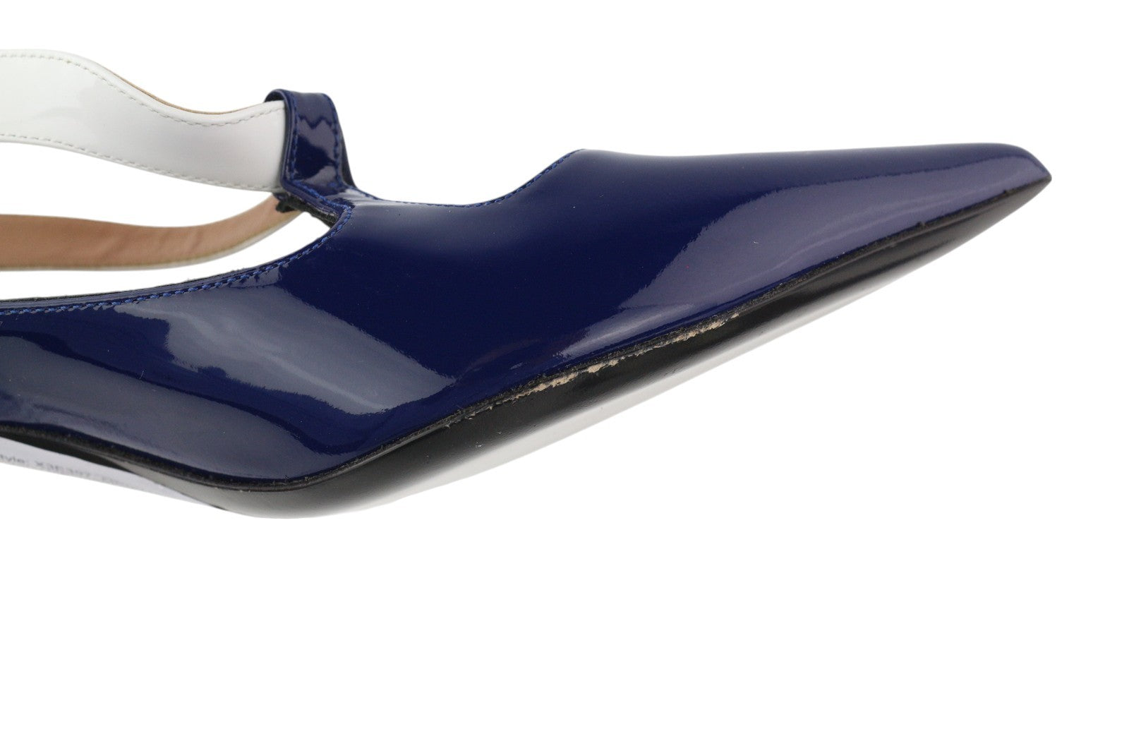 EMPORIO ARMANI X3E397 Women's Blue Patent Heels EU37 Pointed Toe Buckle