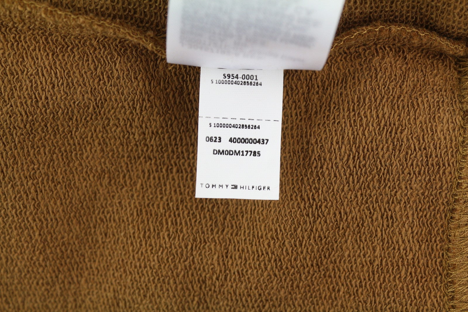 TOMMY HILFIGER Men's Brown Hooded Sweatshirt L Kangaroo Pocket Logo Patch