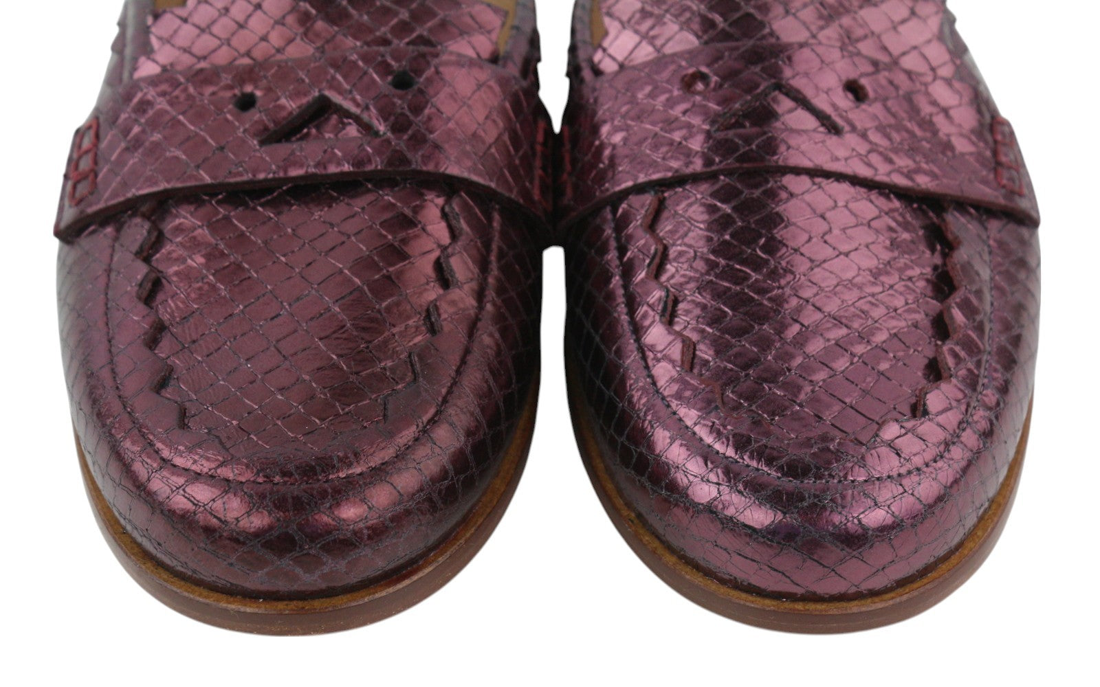 EMPORIO ARMANI X3A068 Women's Purple Leather Mule EU37 Shiny Slip-On Sandals