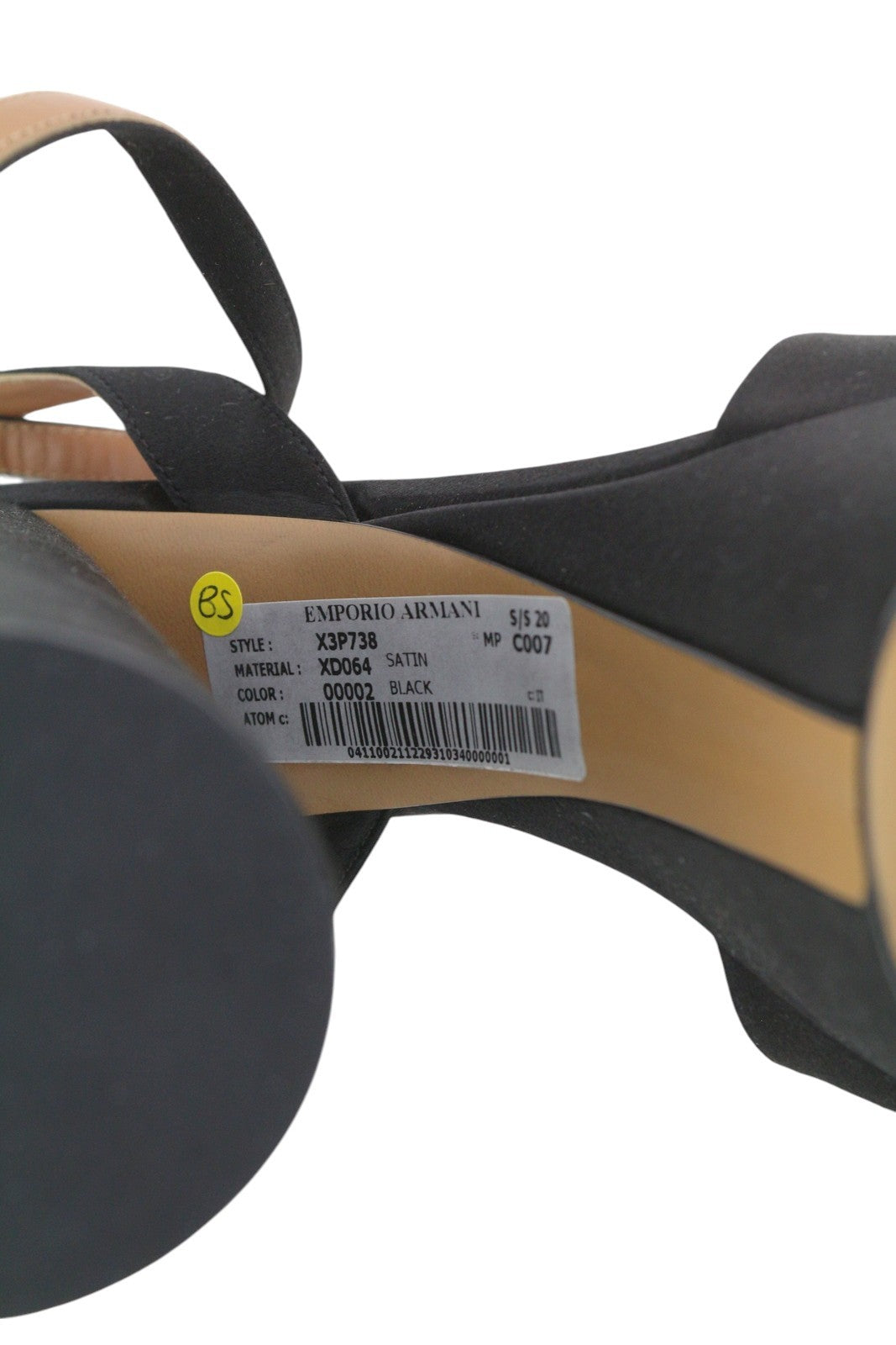 EMPORIO ARMANI X3P738 Women's Black Satin Platform Heels EU37 Open Toe