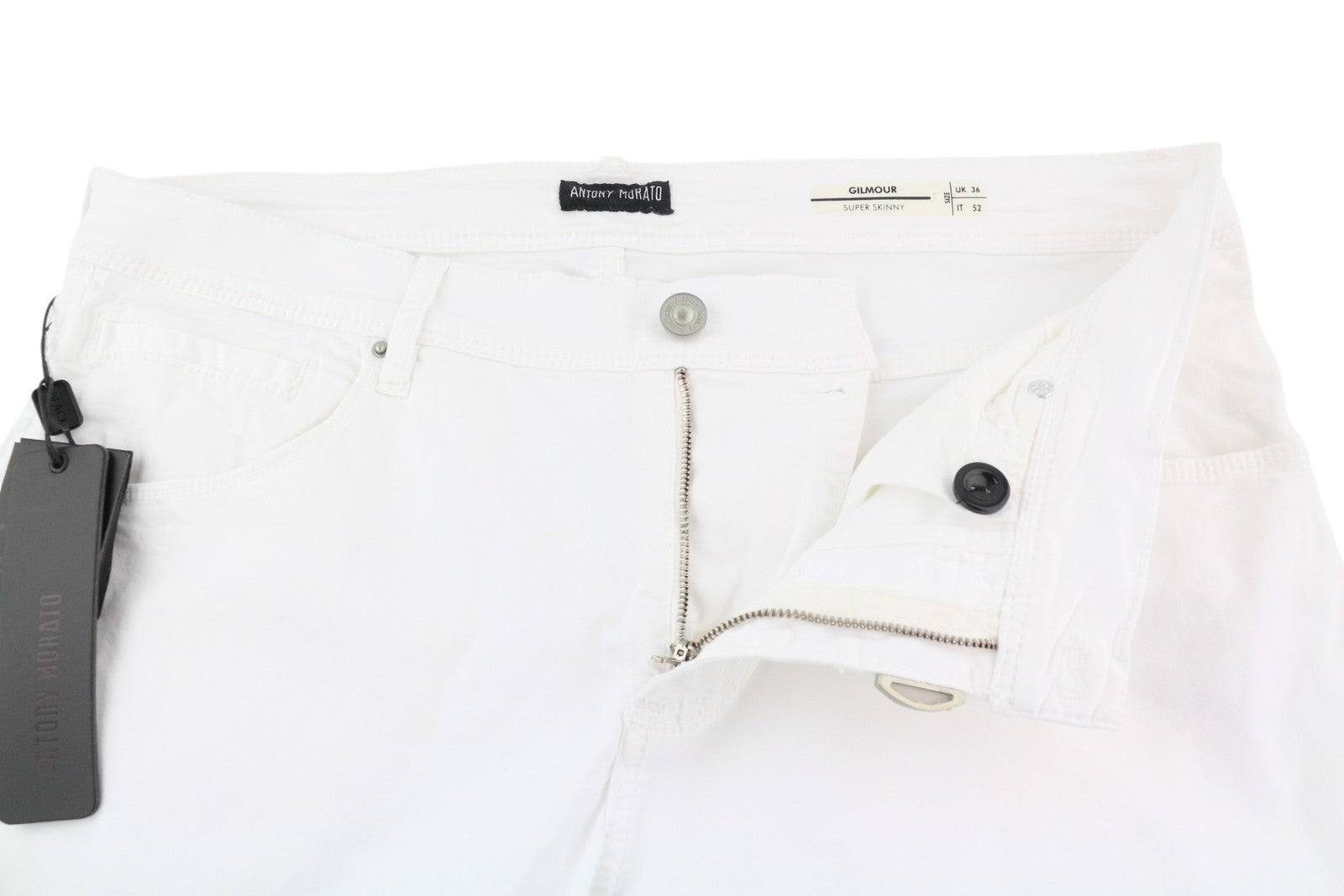 ANTONY MORATO Gilmour Men's White Trousers W36 Super Skinny Zip Fly RRP130