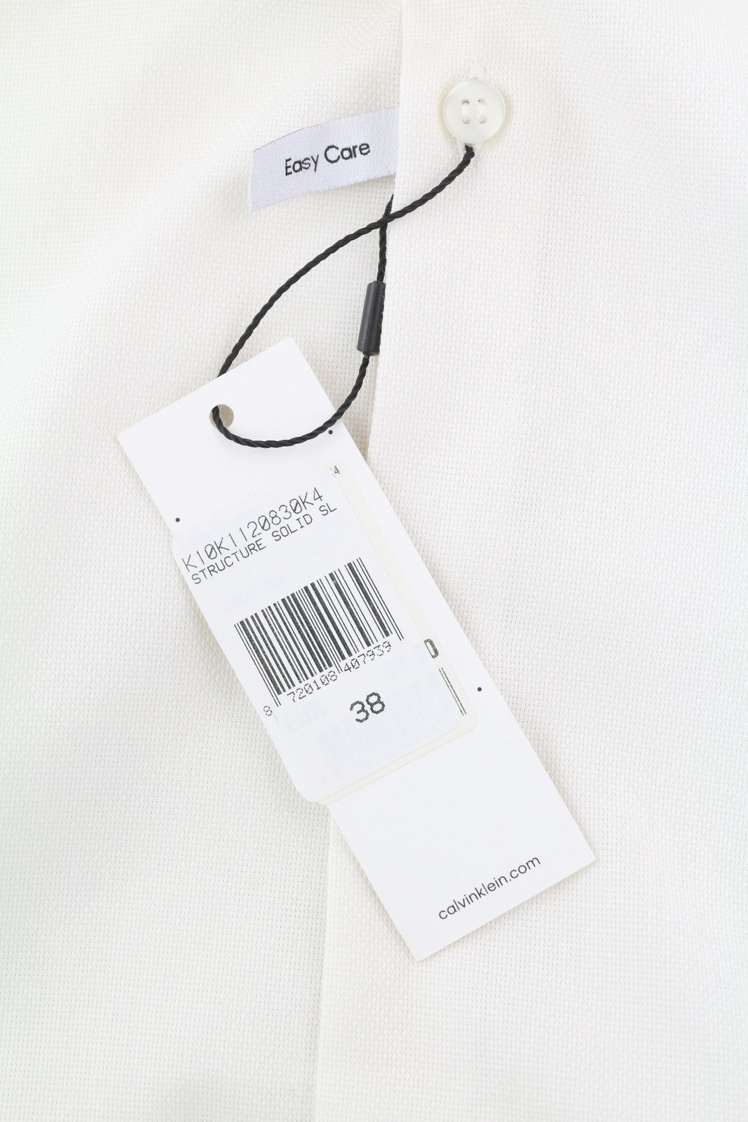 CALVIN KLEIN Men's White Formal Shirt M Slim Fit Cotton Spread Neck Button