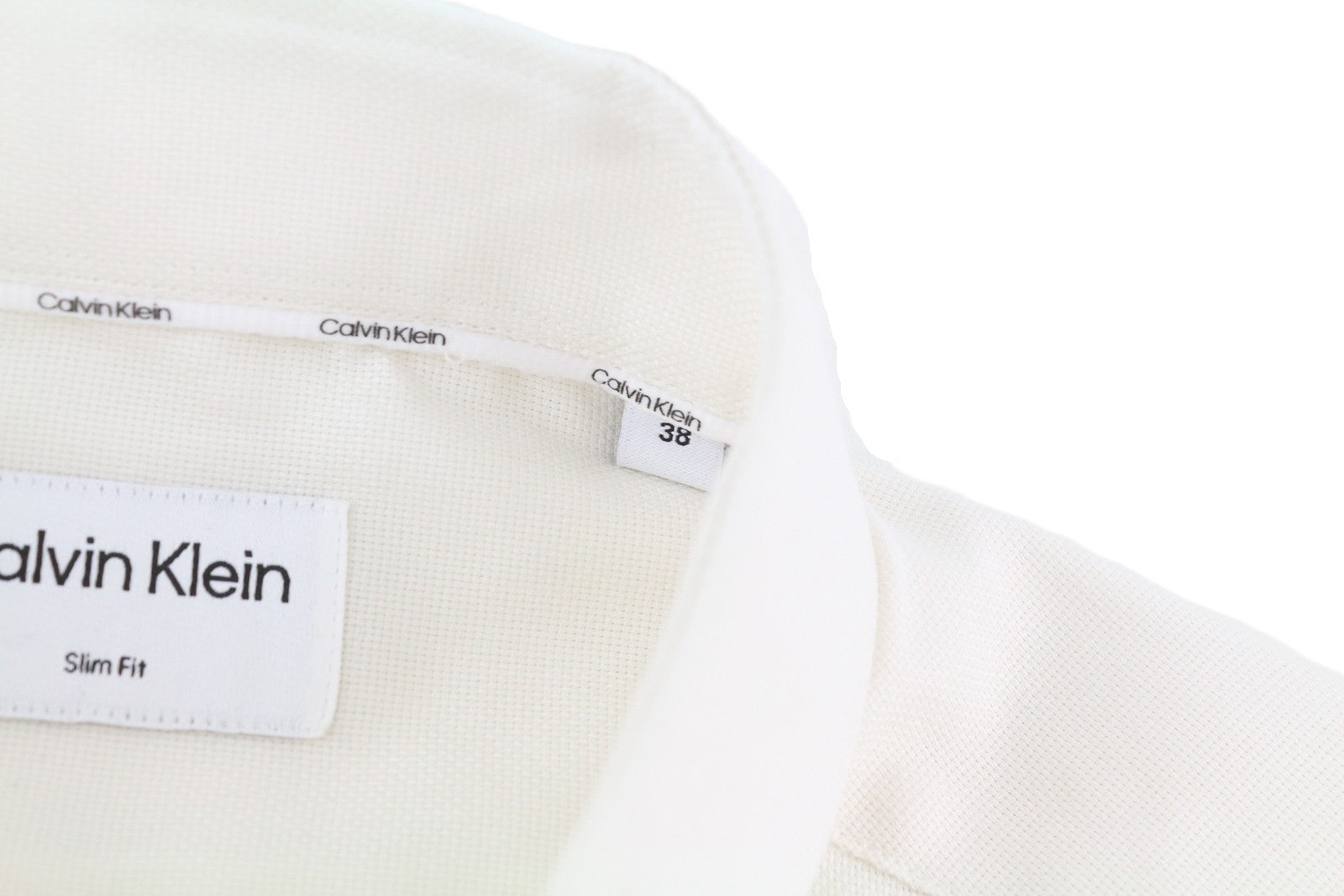 CALVIN KLEIN Men's White Formal Shirt M Slim Fit Cotton Spread Neck Button